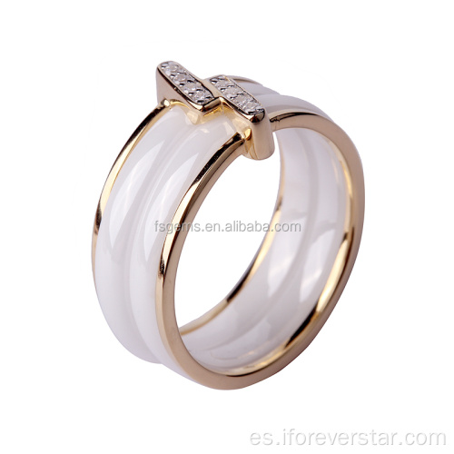 Anillos de cerámica de plata esterlina anillo de oro